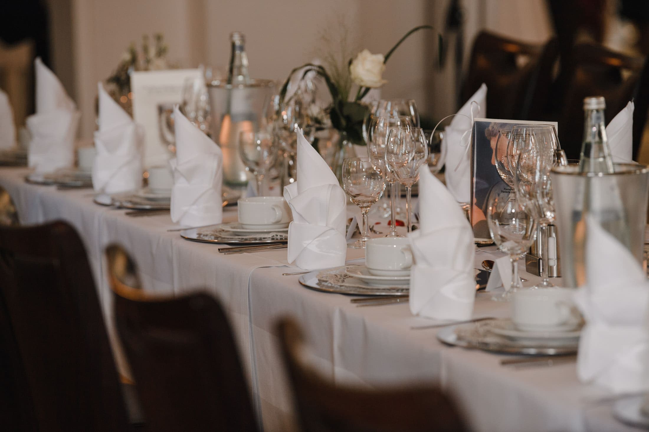 Festively laid table in the restaurant at Hotel Deutsches Haus